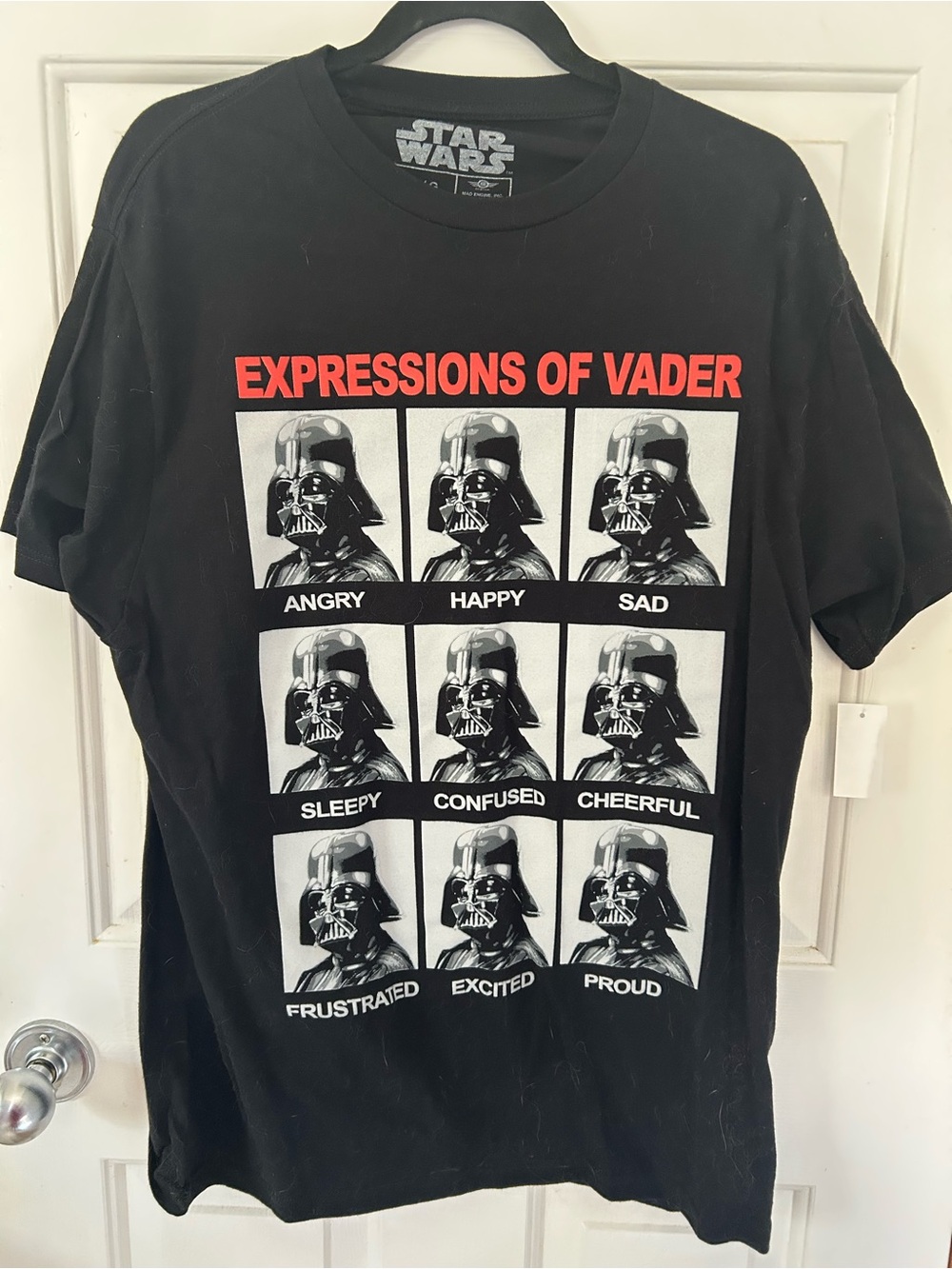 Star Wars Black Tee with Silver Neck Logo Print Expressions of Vader